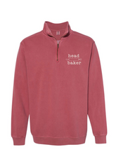 Load image into Gallery viewer, Embroidered Head Baker 1/4 zip
